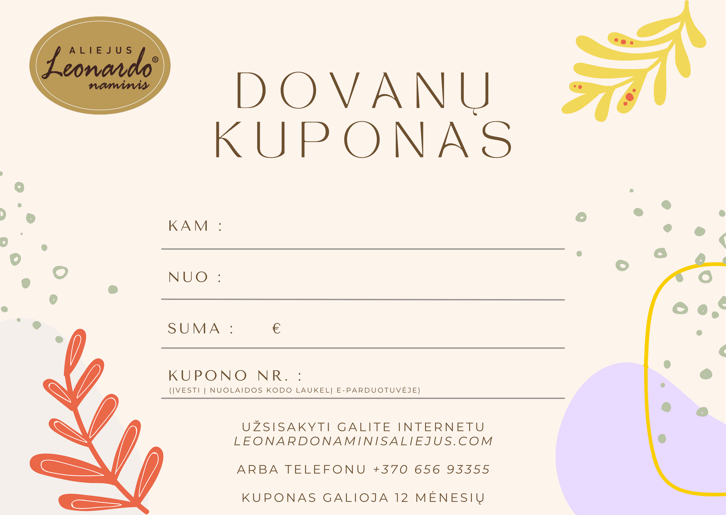 DOVANŲ KUPONAS